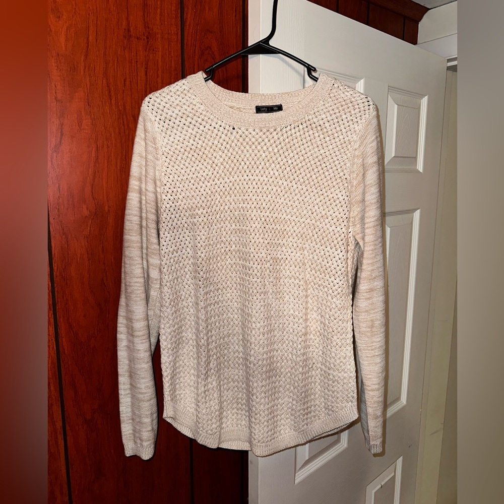 Let’s & me tan sweater.